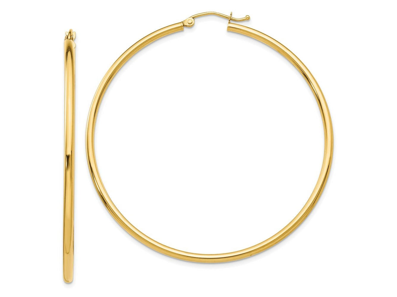FJC Finejewelers 10 kt Yellow Gold Polished 2mm Lightweight Tube Hoop Earrings 55 mm x 55 mm