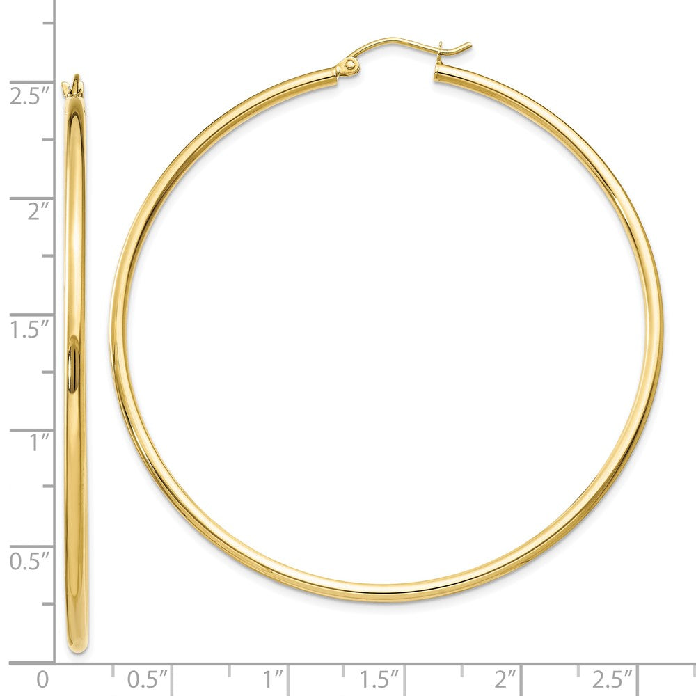 FJC Finejewelers 10 kt Yellow Gold Polished 2mm Lightweight Tube Hoop Earrings 60 mm x 60 mm