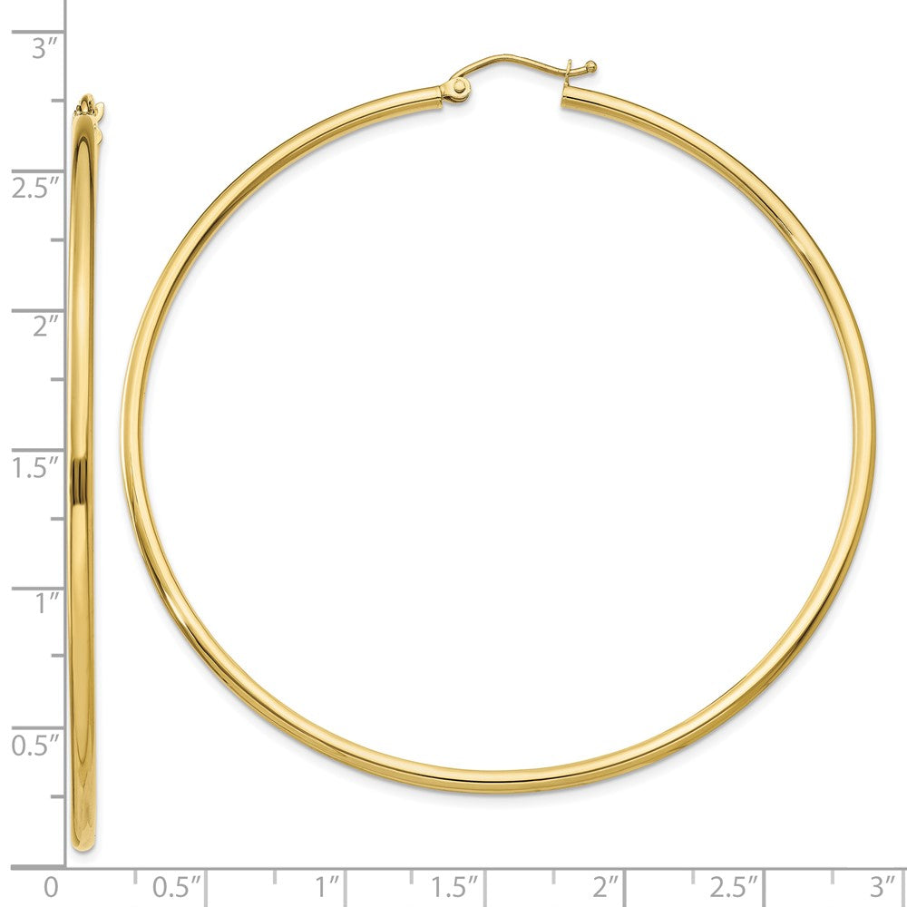 FJC Finejewelers 10 kt Yellow Gold Polished 2mm Lightweight Tube Hoop Earrings 65 mm x 68 mm