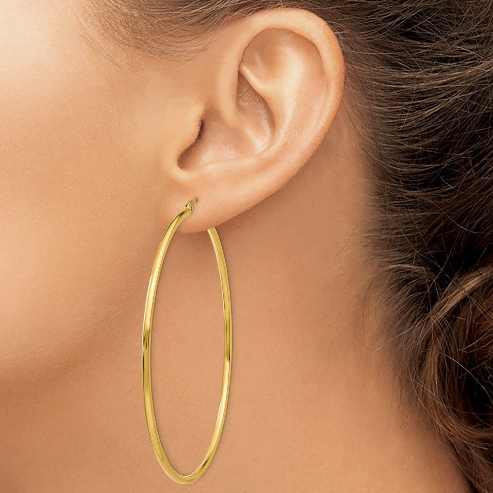 FJC Finejewelers 10 kt Yellow Gold Polished 2mm Lightweight Tube Hoop Earrings 65 mm x 68 mm