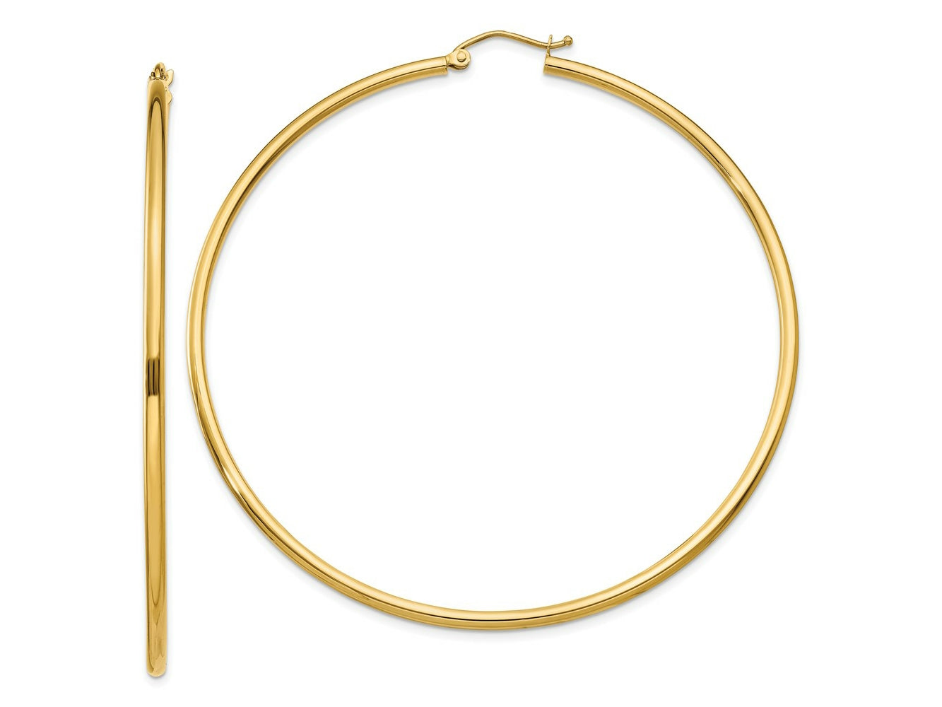 FJC Finejewelers 10 kt Yellow Gold Polished 2mm Lightweight Tube Hoop Earrings 65 mm x 68 mm