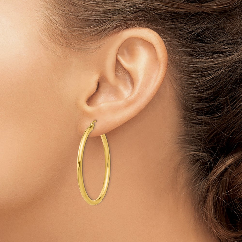 FJC Finejewelers 10 kt Yellow Gold Polished 2.5mm Lightweight Tube Hoop Earrings 40 mm x 40 mm