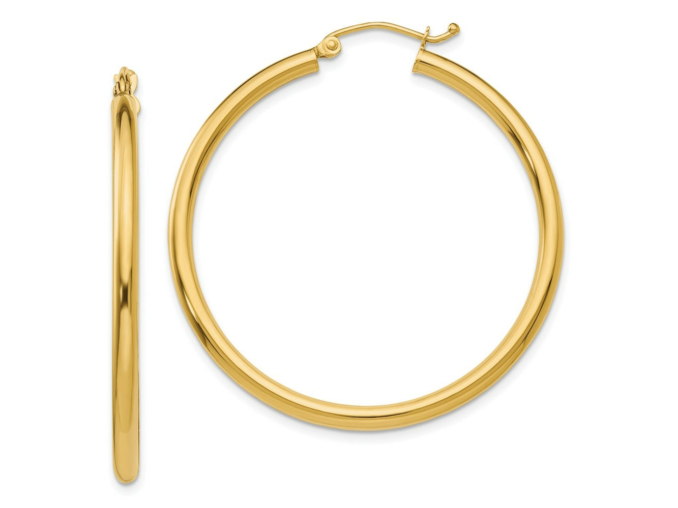 FJC Finejewelers 10 kt Yellow Gold Polished 2.5mm Lightweight Tube Hoop Earrings 40 mm x 40 mm