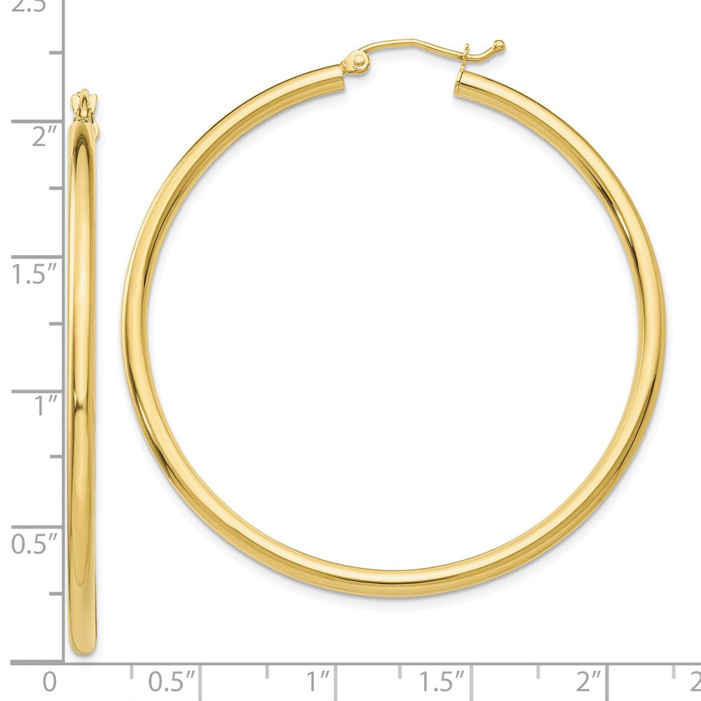 FJC Finejewelers 10 kt Yellow Gold Polished 2.5mm Lightweight Tube Hoop Earrings 50 mm x 50 mm