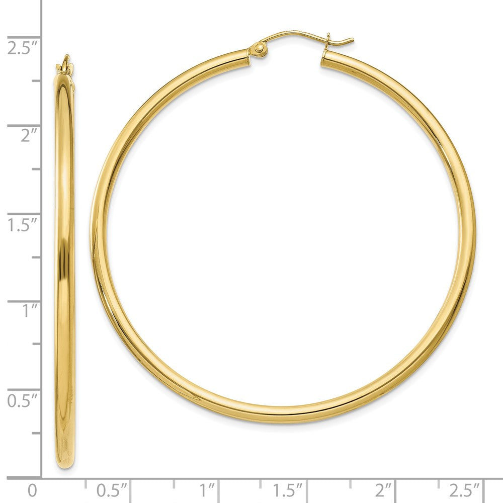 FJC Finejewelers 10 kt Yellow Gold Polished 2.5mm Lightweight Tube Hoop Earrings 55 mm x 55 mm