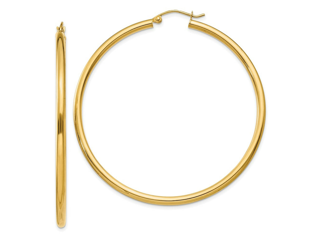 FJC Finejewelers 10 kt Yellow Gold Polished 2.5mm Lightweight Tube Hoop Earrings 55 mm x 55 mm