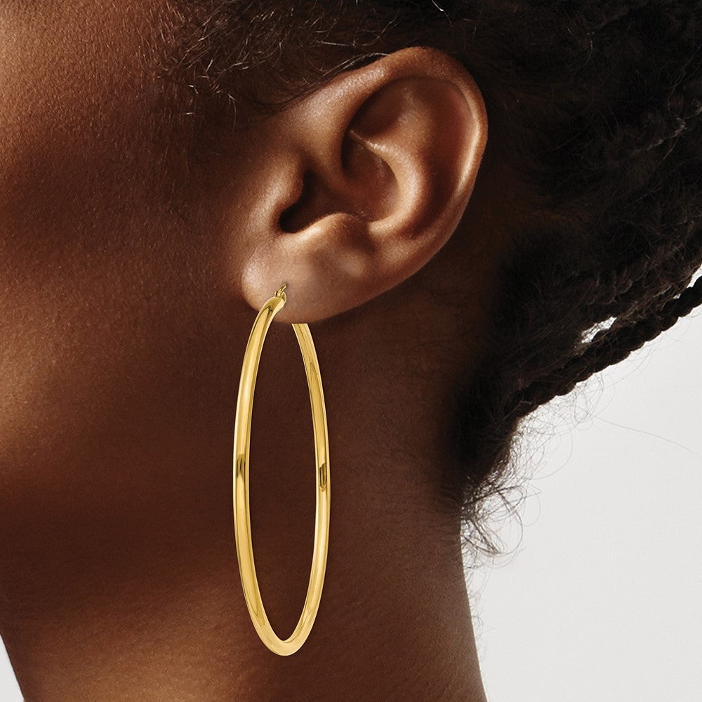 FJC Finejewelers 10 kt Yellow Gold Polished 2.5mm Lightweight Tube Hoop Earrings 60 mm x 60 mm