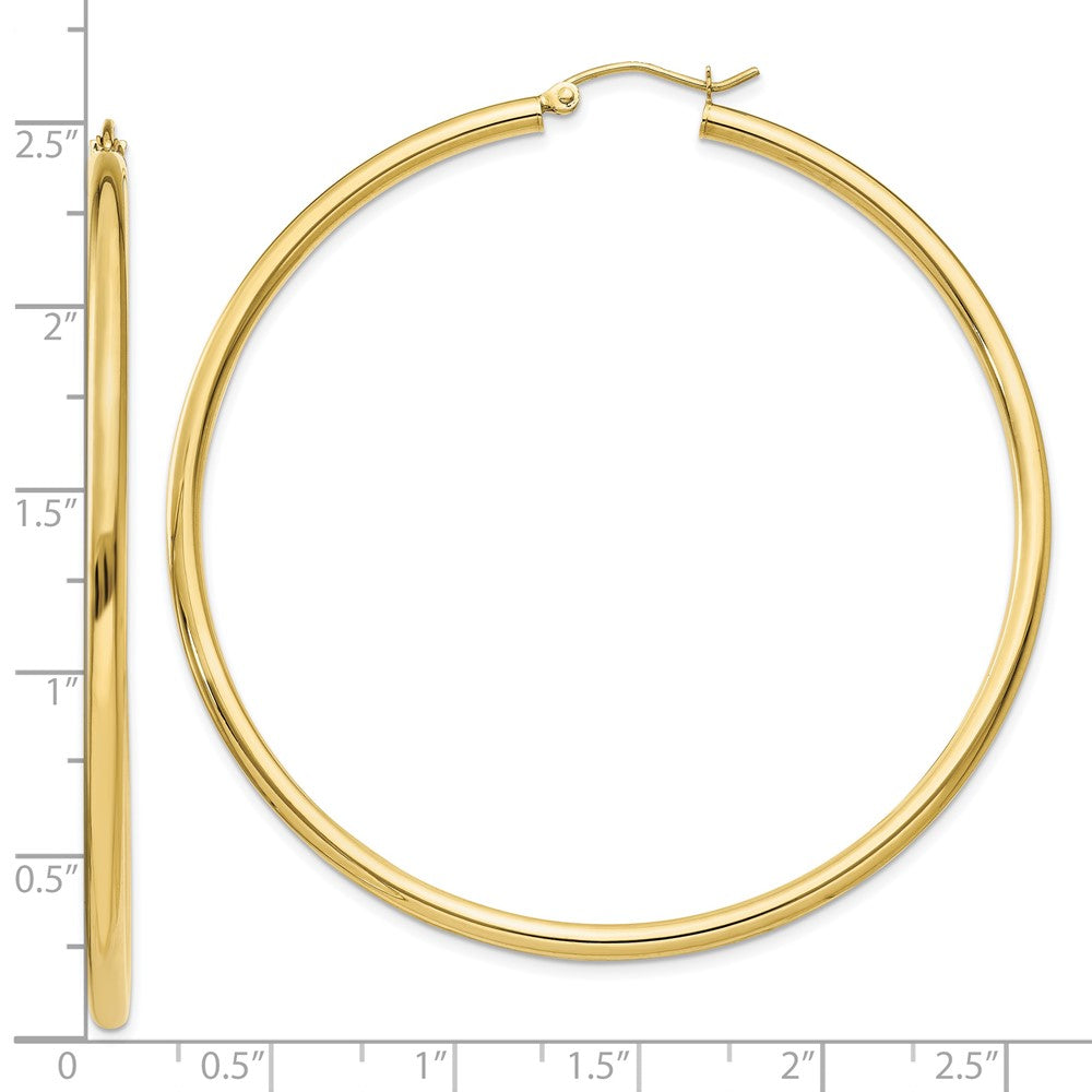 FJC Finejewelers 10 kt Yellow Gold Polished 2.5mm Lightweight Tube Hoop Earrings 60 mm x 60 mm
