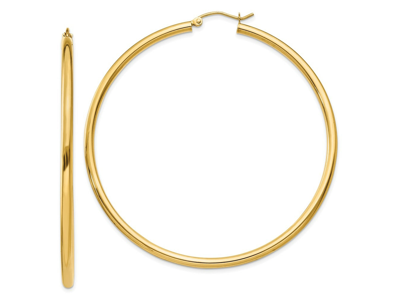 FJC Finejewelers 10 kt Yellow Gold Polished 2.5mm Lightweight Tube Hoop Earrings 60 mm x 60 mm