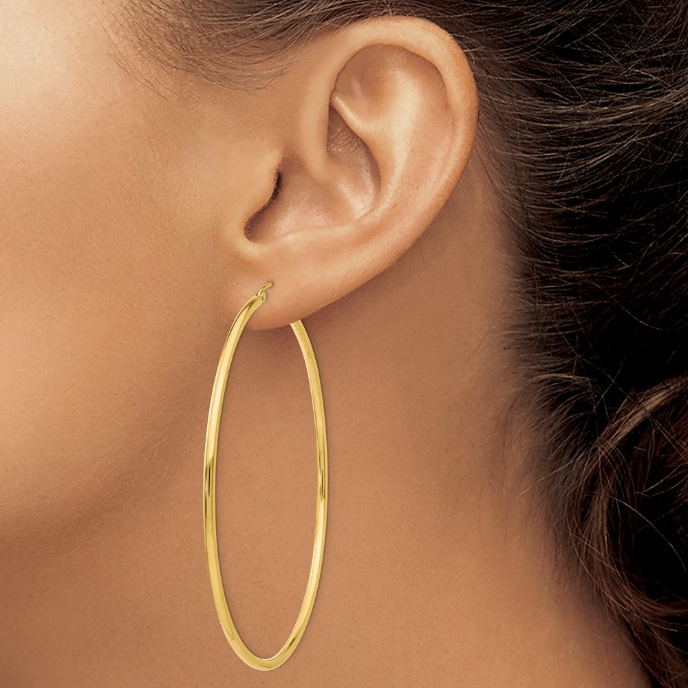 FJC Finejewelers 10 kt Yellow Gold Polished 2.5mm Lightweight Tube Hoop Earrings 65 mm x 66 mm