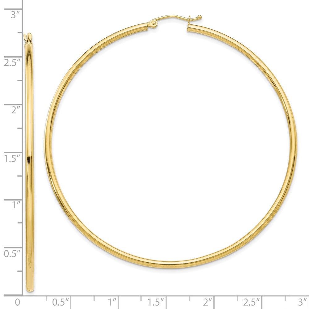 FJC Finejewelers 10 kt Yellow Gold Polished 2.5mm Lightweight Tube Hoop Earrings 65 mm x 66 mm