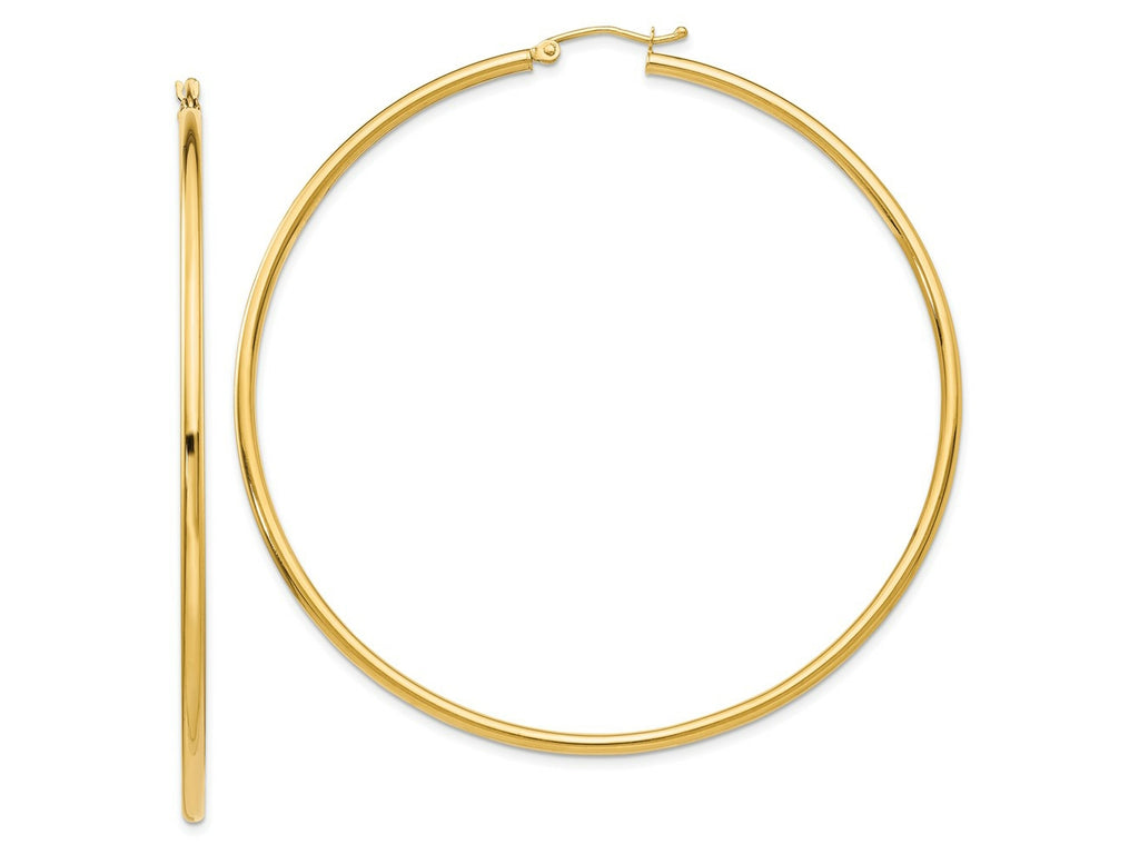 FJC Finejewelers 10 kt Yellow Gold Polished 2.5mm Lightweight Tube Hoop Earrings 65 mm x 66 mm