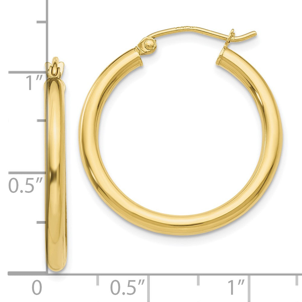 FJC Finejewelers 10 kt Yellow Gold Polished 2.5mm Lightweight Tube Hoop Earrings 25 mm x 25 mm