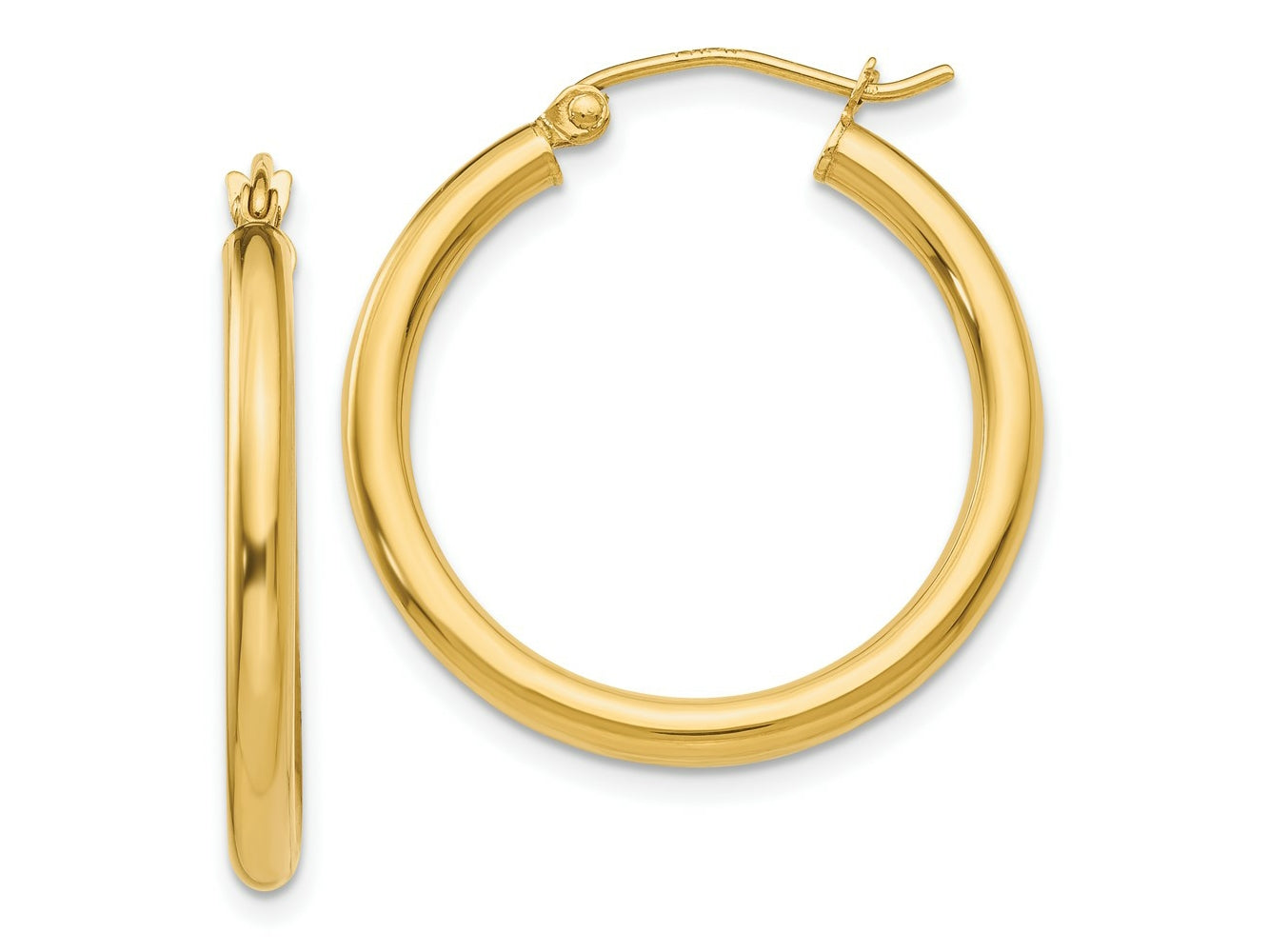 FJC Finejewelers 10 kt Yellow Gold Polished 2.5mm Lightweight Tube Hoop Earrings 25 mm x 25 mm