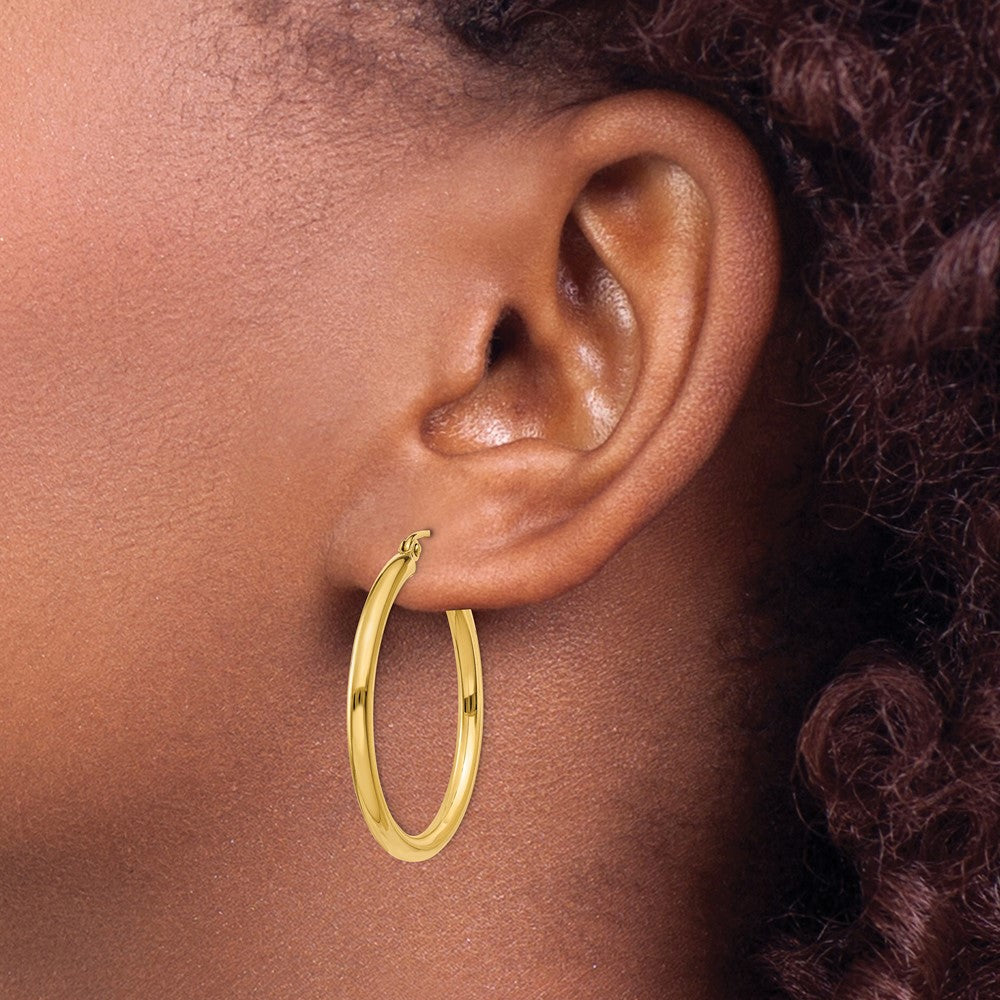 FJC Finejewelers 10 kt Yellow Gold Polished 2.5mm Lightweight Tube Hoop Earrings 30 mm x 30 mm