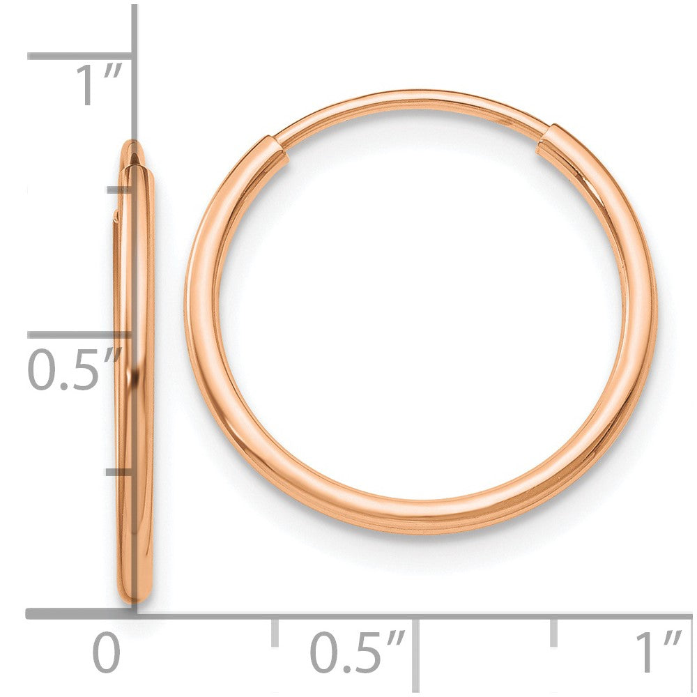 FJC Finejewelers 10 kt Rose Gold Endless Polished Endless Tube Hoop Earrings 20 mm x 20 mm