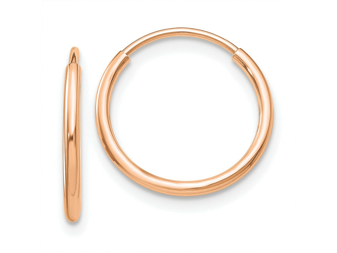 FJC Finejewelers 10 kt Rose Gold Endless Polished Endless Tube Hoop Earrings 15 mm x 15 mm