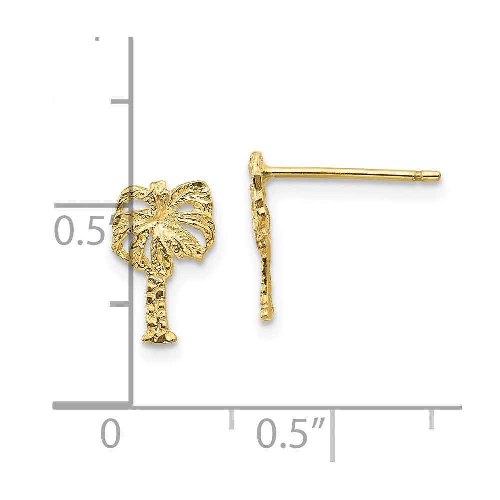 FJC Finejewelers 10 kt Yellow Gold Button Palm Tree Post Earrings 11 mm x 7 mm