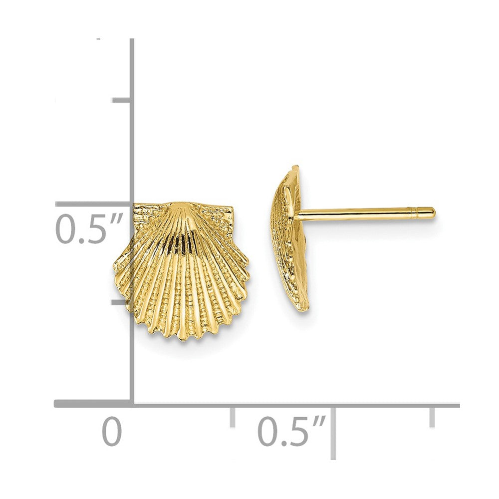 FJC Finejewelers 10 kt Yellow Gold Button Scallop Shell Post Earrings 9 mm x 9 mm