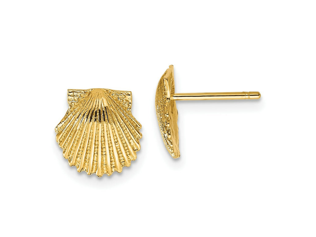 FJC Finejewelers 10 kt Yellow Gold Button Scallop Shell Post Earrings 9 mm x 9 mm