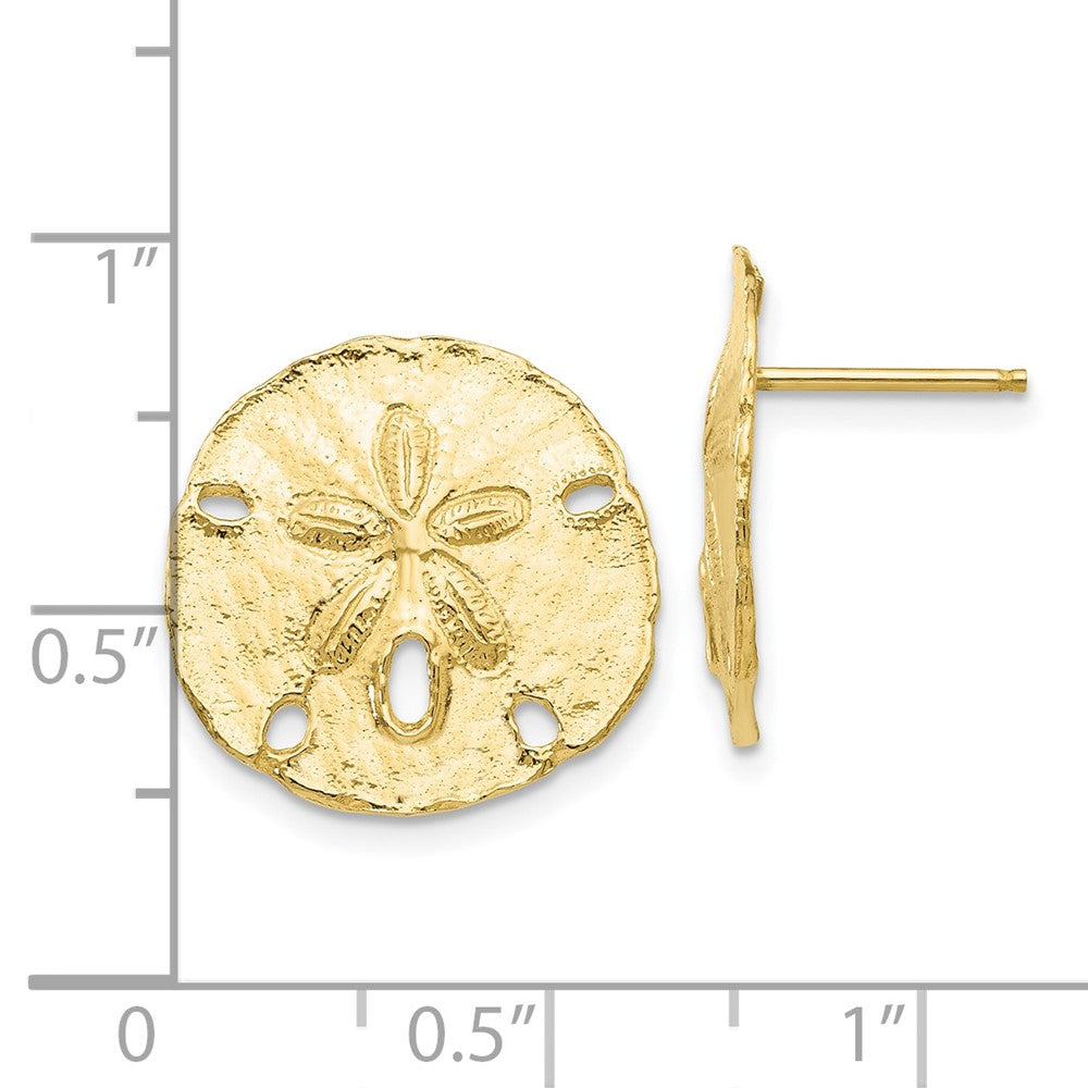 FJC Finejewelers 10 kt Yellow Gold Button Large Sanddollar Post Earrings 16 mm x 16 mm