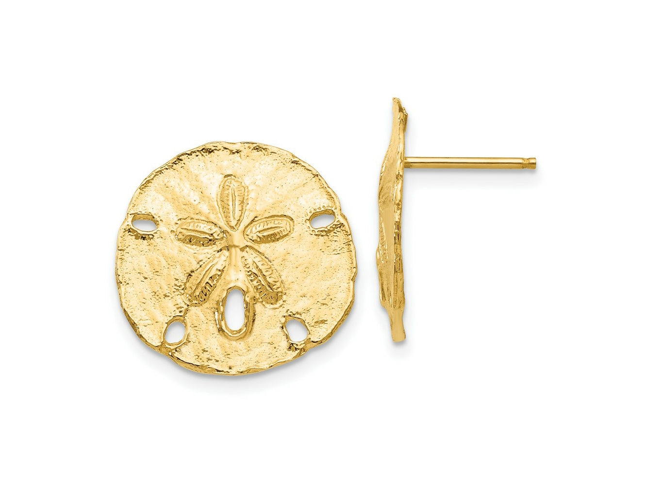 FJC Finejewelers 10 kt Yellow Gold Button Large Sanddollar Post Earrings 16 mm x 16 mm