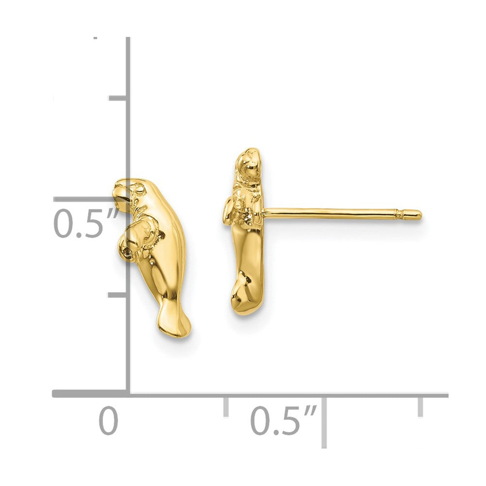 FJC Finejewelers 10 kt Yellow Gold Button Mini Manatee Post Earrings 12 mm x 5 mm