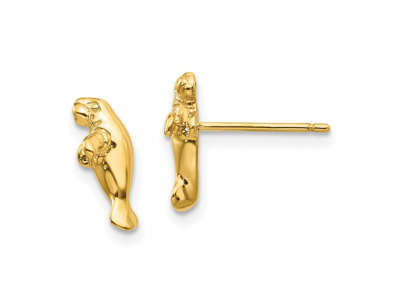 FJC Finejewelers 10 kt Yellow Gold Button Mini Manatee Post Earrings 12 mm x 5 mm