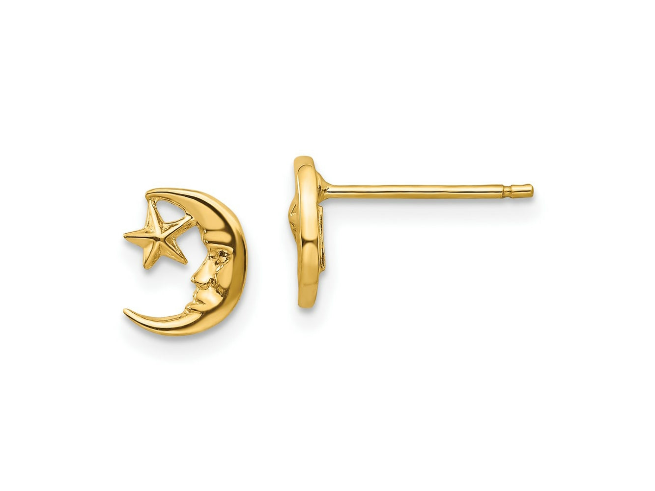 FJC Finejewelers 10 kt Yellow Gold Button Moon and Star Post Earrings 8 mm x 8 mm