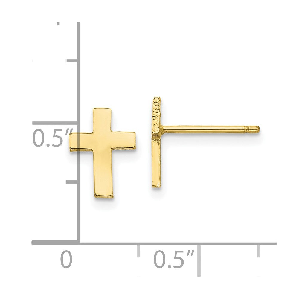 FJC Finejewelers 10 kt Yellow Gold Button Polished Cross Earrings 9 mm x 7 mm