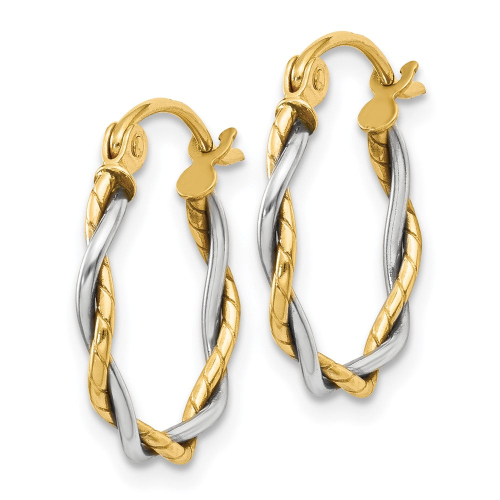 FJC Finejewelers 10 kt Two Tone Gold Two-tone Polished 1.8mm Twisted Hoop Earrings 12 mm x 1 mm