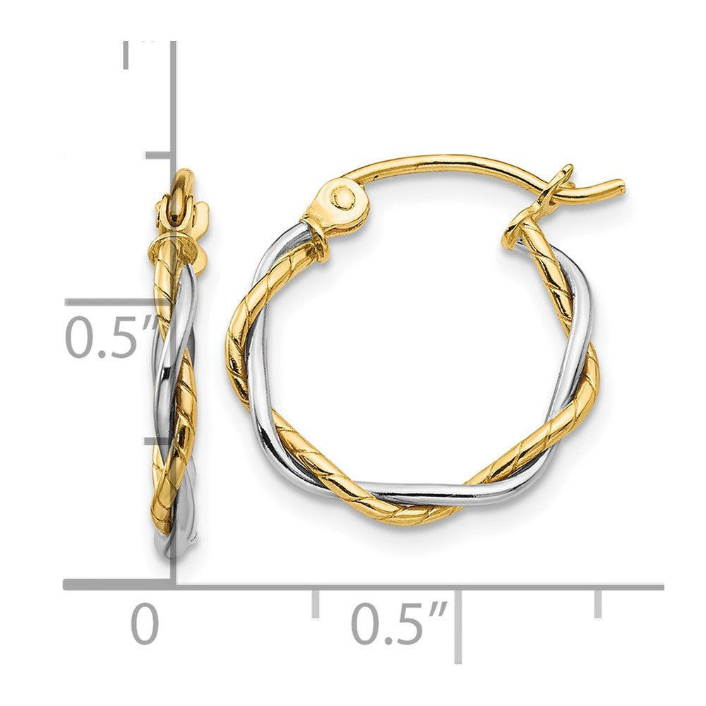 FJC Finejewelers 10 kt Two Tone Gold Two-tone Polished 1.8mm Twisted Hoop Earrings 12 mm x 1 mm