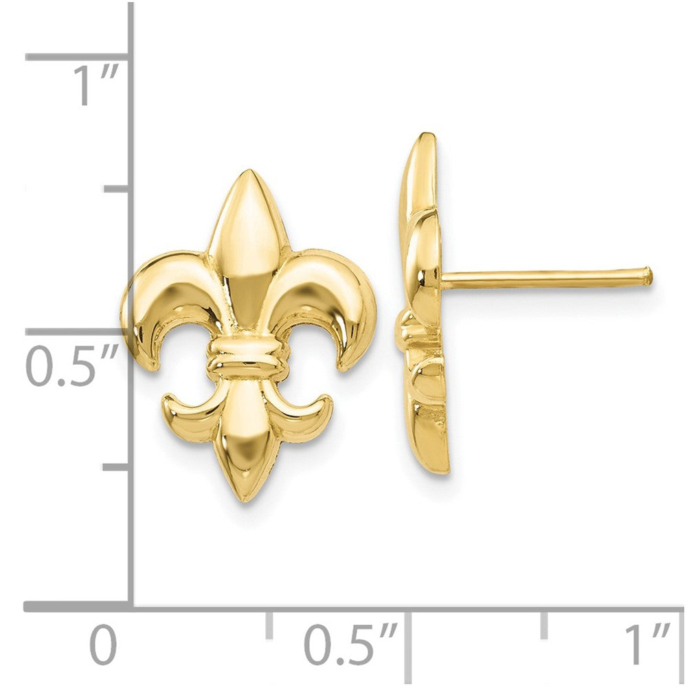 FJC Finejewelers 10 kt Yellow Gold Button Small Fleur-De-Lis Earring 15 mm x 11 mm
