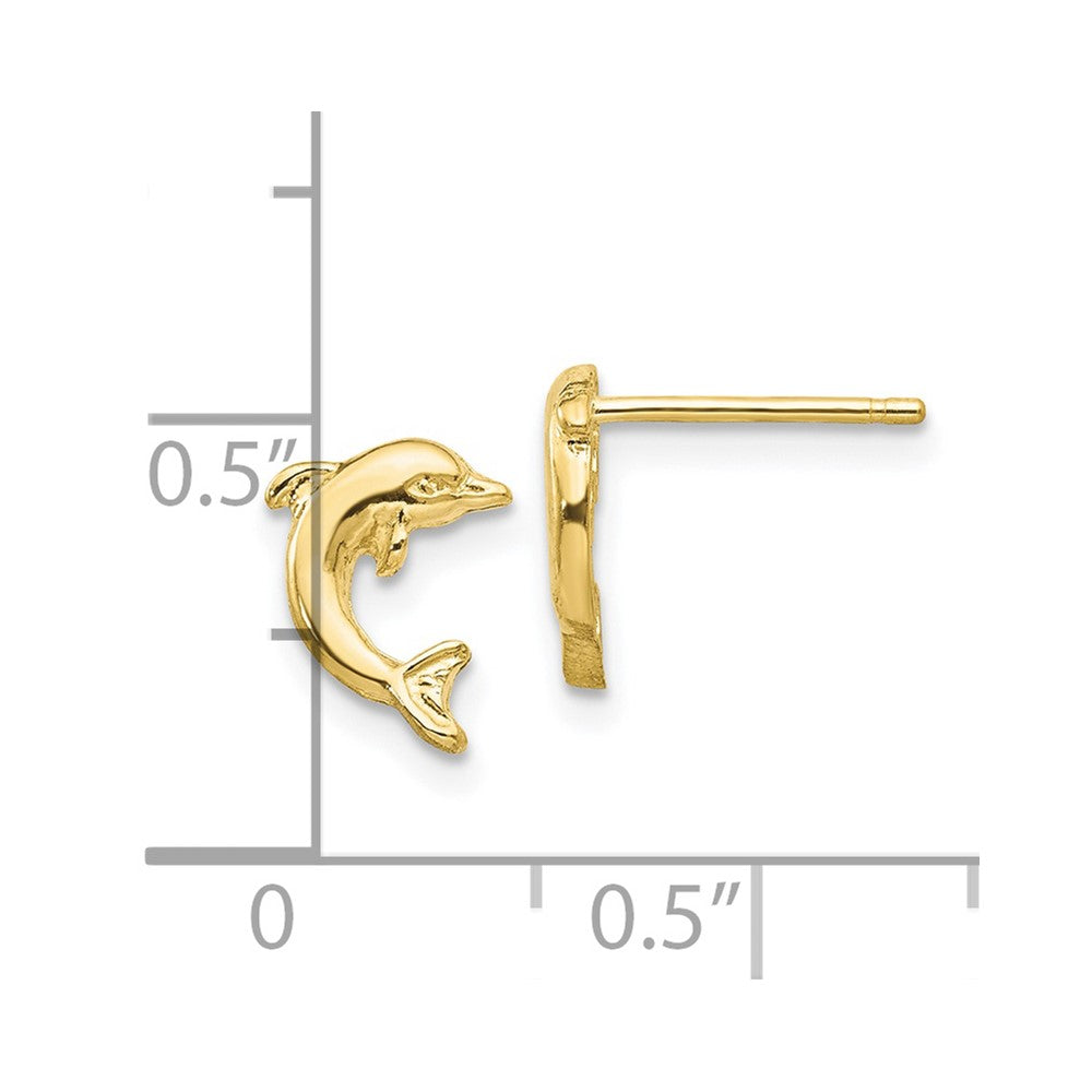 FJC Finejewelers 10 kt Yellow Gold Button Dolphin Post Earrings 9 mm x 7 mm