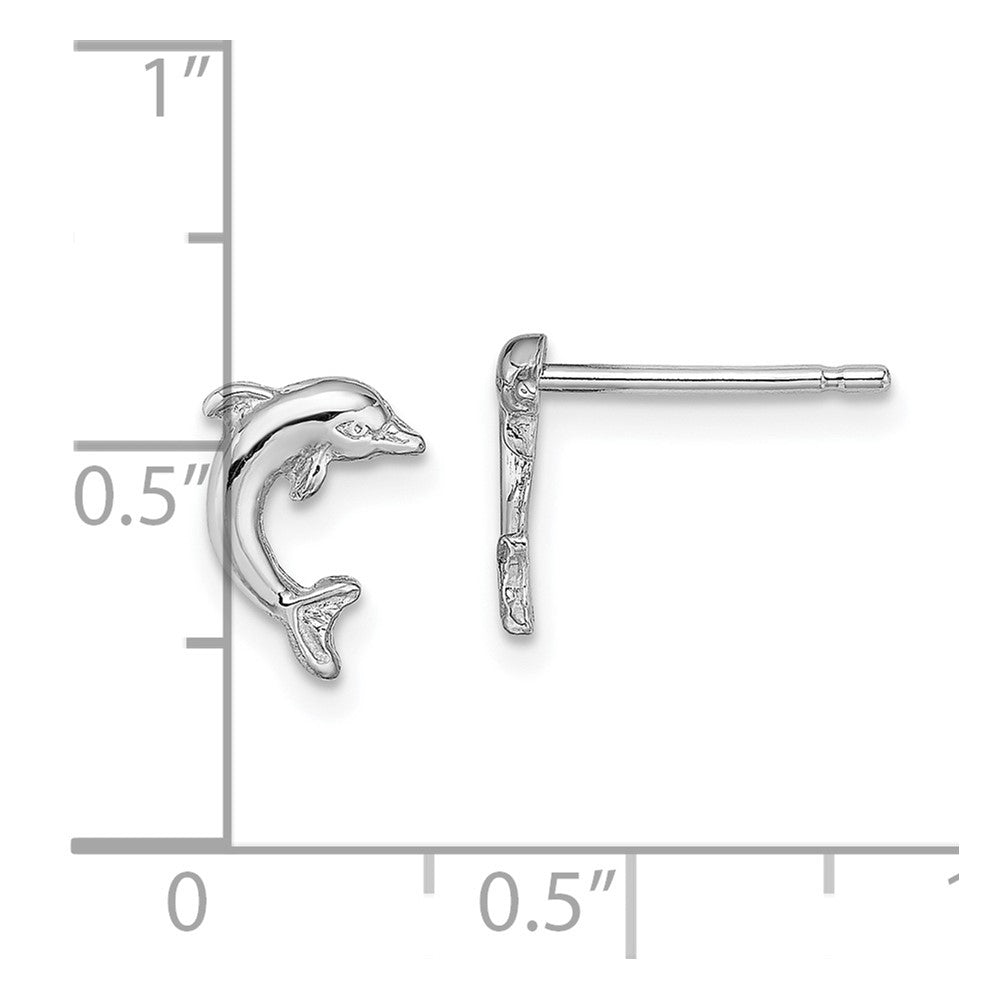 FJC Finejewelers 10 kt White Gold Button Mini Jumping Dolphin Post Earrings 9.7 mm x 7 mm