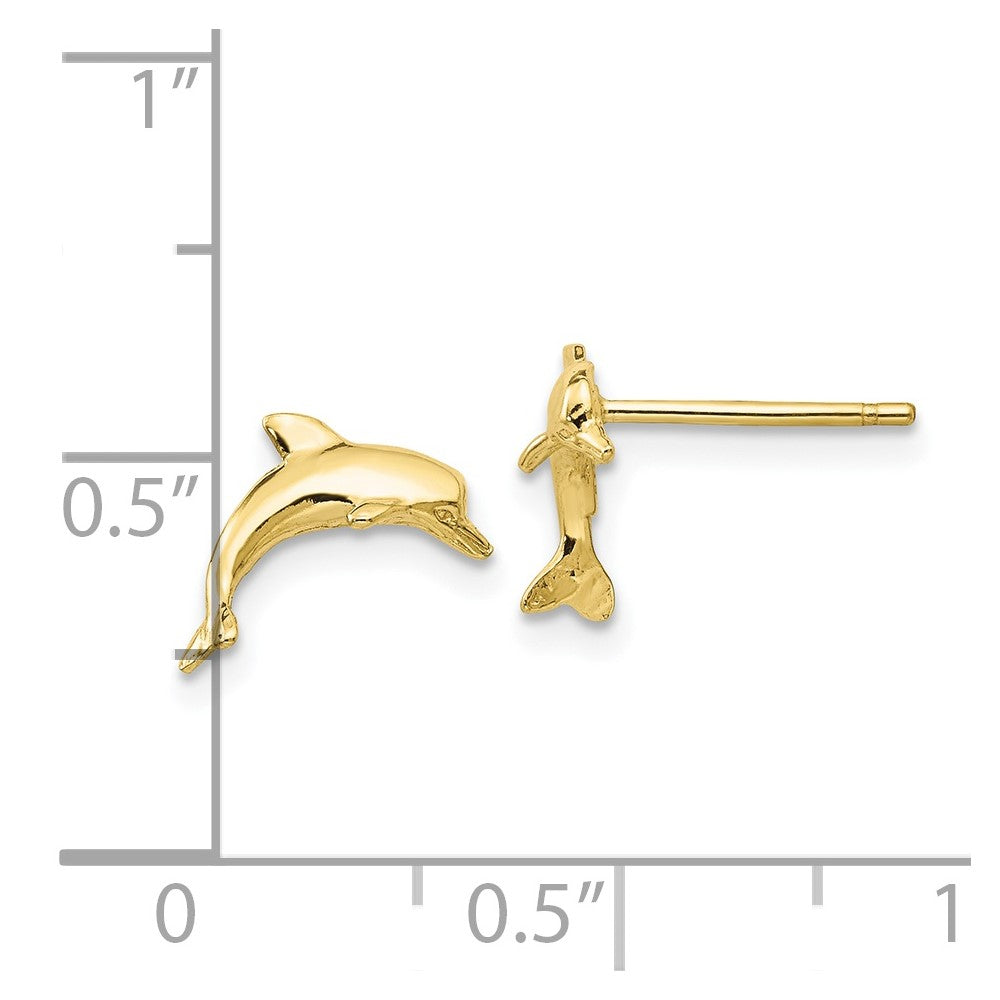 FJC Finejewelers 10 kt Yellow Gold Button Dolphin Post Earrings 13 mm x 10 mm