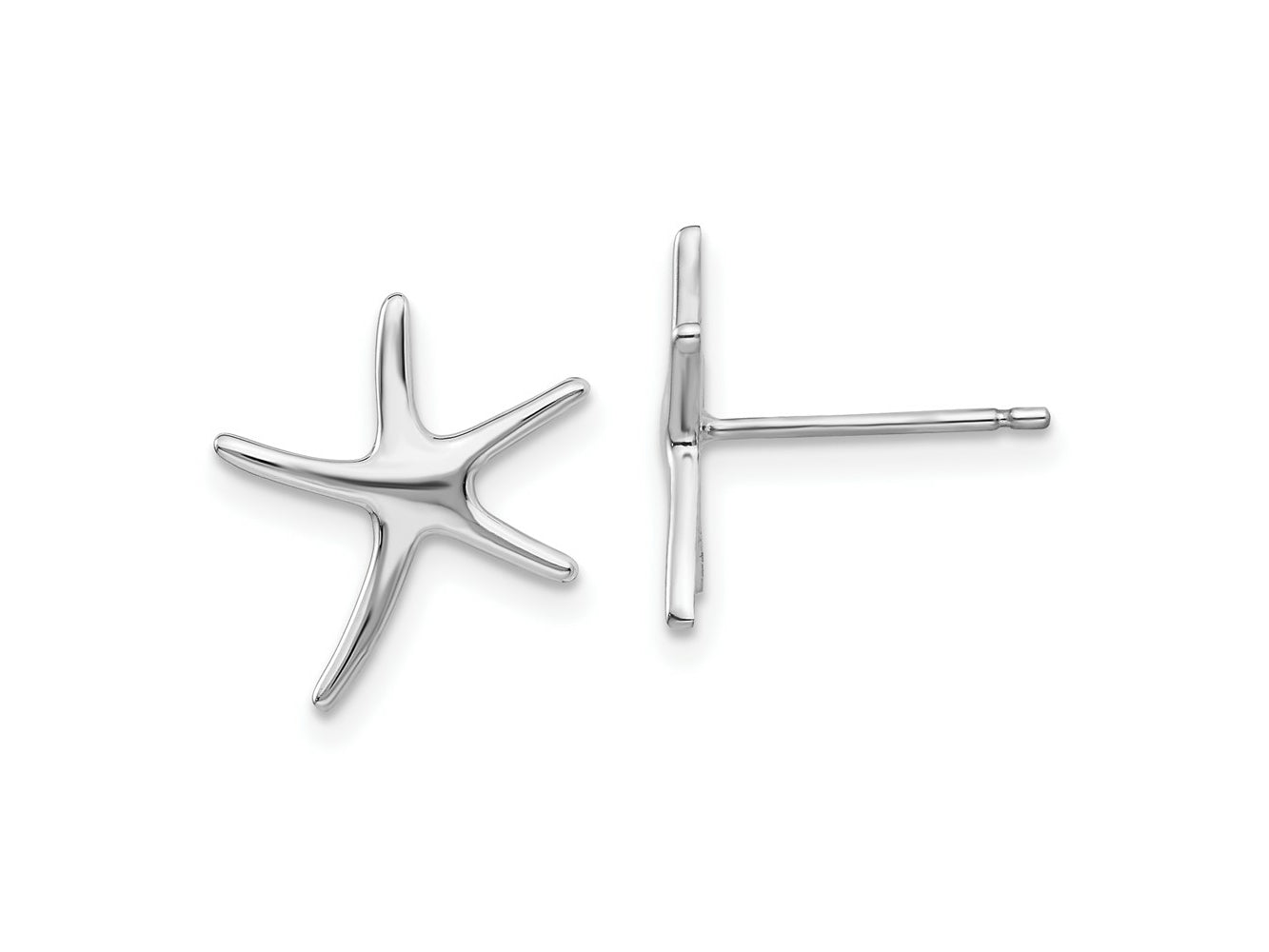 FJC Finejewelers 10 kt White Gold Button Polished Mini Starfish Earrings 14 mm x 12.15 mm