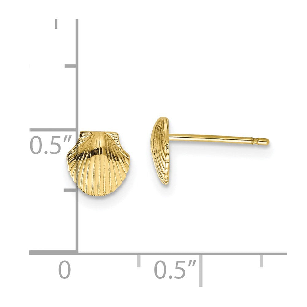 FJC Finejewelers 10 kt Yellow Gold Button Mini Scallop Shell Post Earrings 7 mm x 7 mm