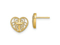 FJC Finejewelers 10 kt Yellow Gold Button Heart with Cross Post Earrings 9 mm x 10 mm