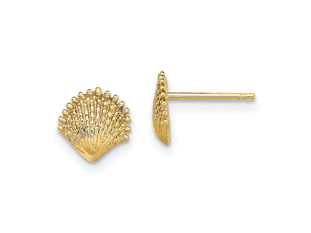FJC Finejewelers 10 kt Yellow Gold Button Scallop Shell Post Earrings 7 mm