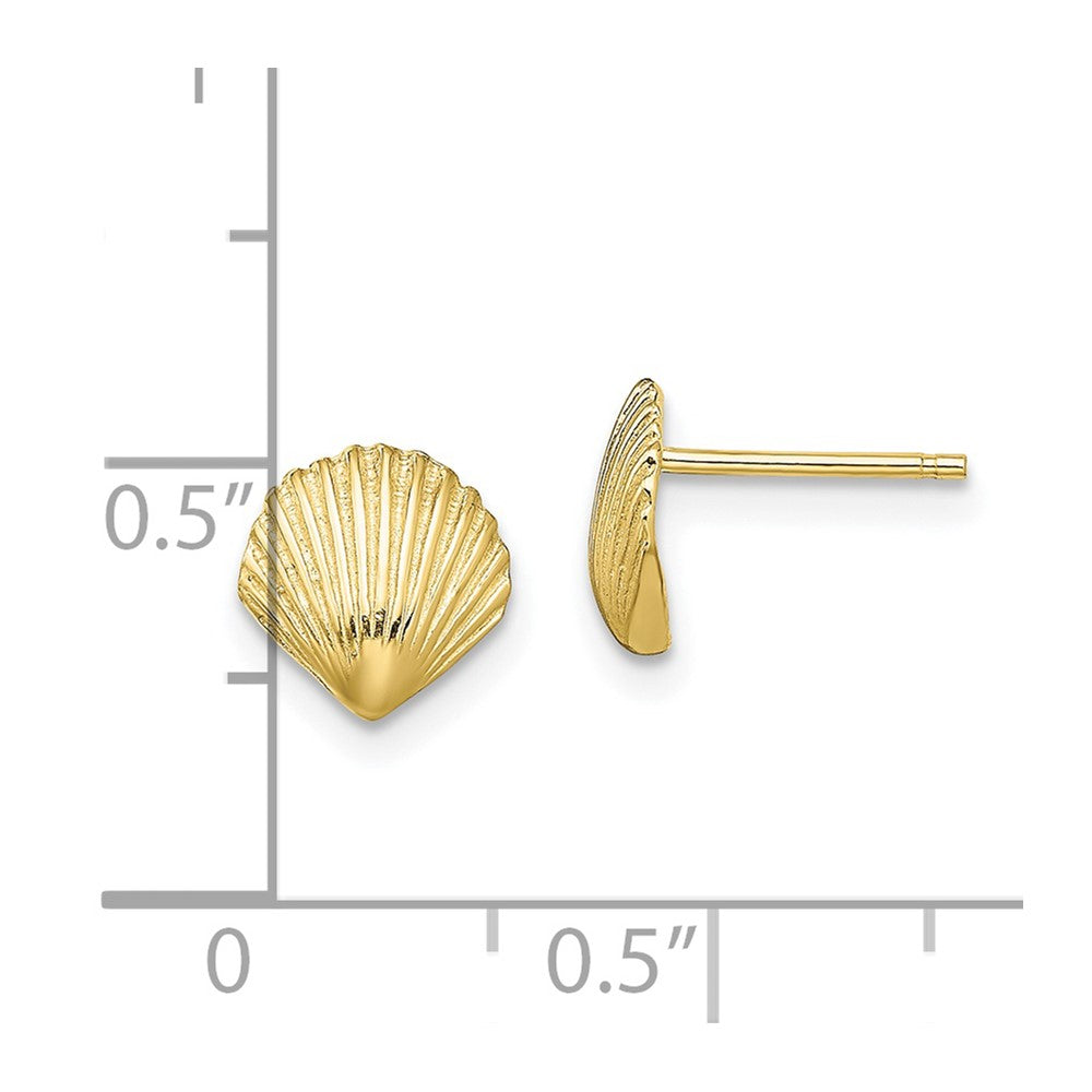 FJC Finejewelers 10 kt Yellow Gold Button Scallop Shell Post Earrings 8 mm x 8 mm