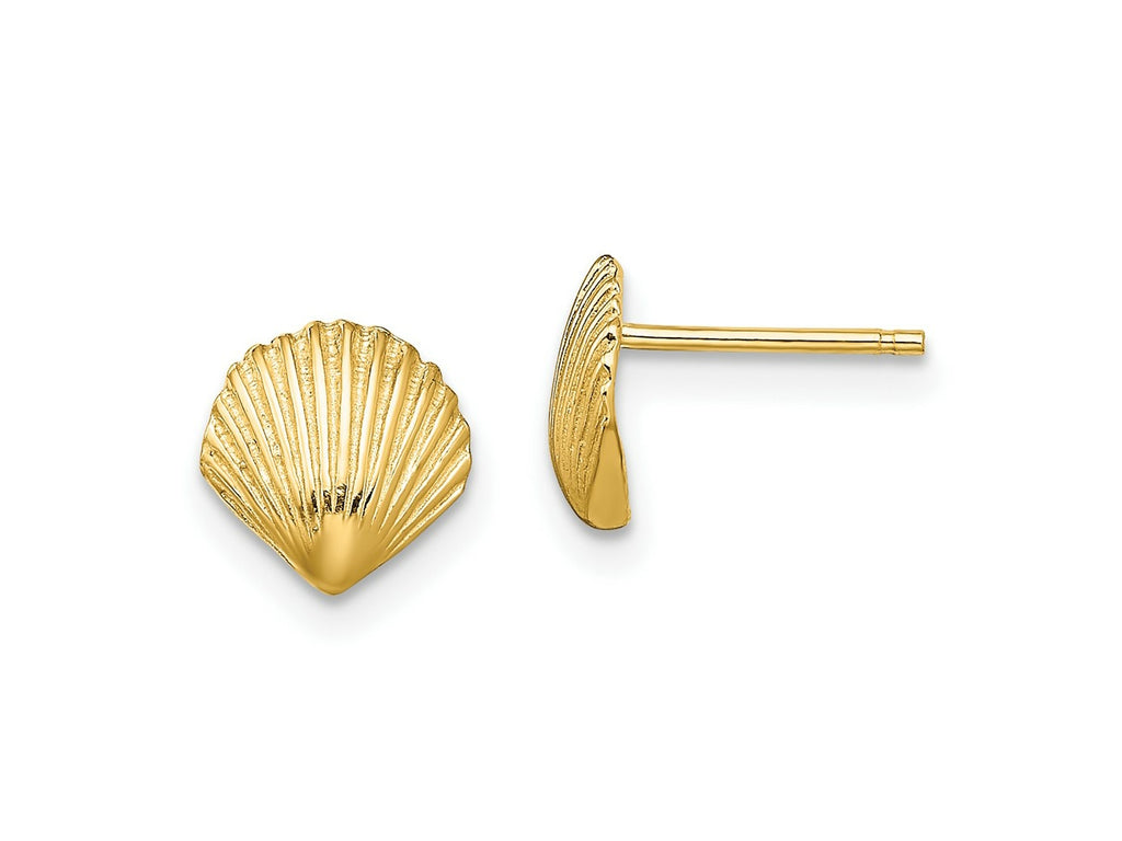 FJC Finejewelers 10 kt Yellow Gold Button Scallop Shell Post Earrings 8 mm x 8 mm