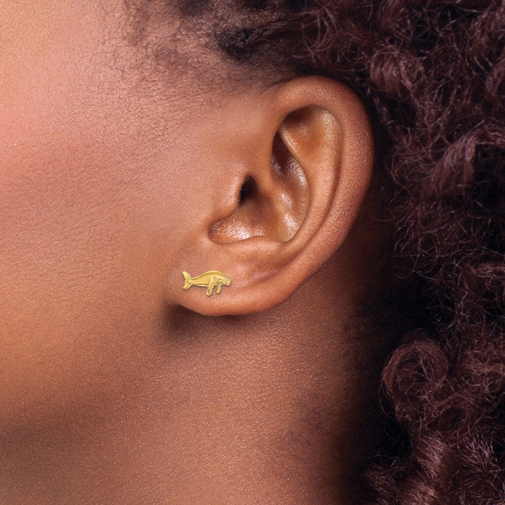 FJC Finejewelers 10 kt Yellow Gold Button Whale Post Earrings 13 mm x 2 mm
