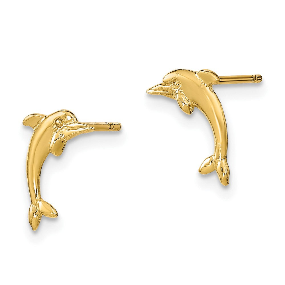 FJC Finejewelers 10 kt Yellow Gold Button Dolphin Post Earrings 10 mm x 7 mm
