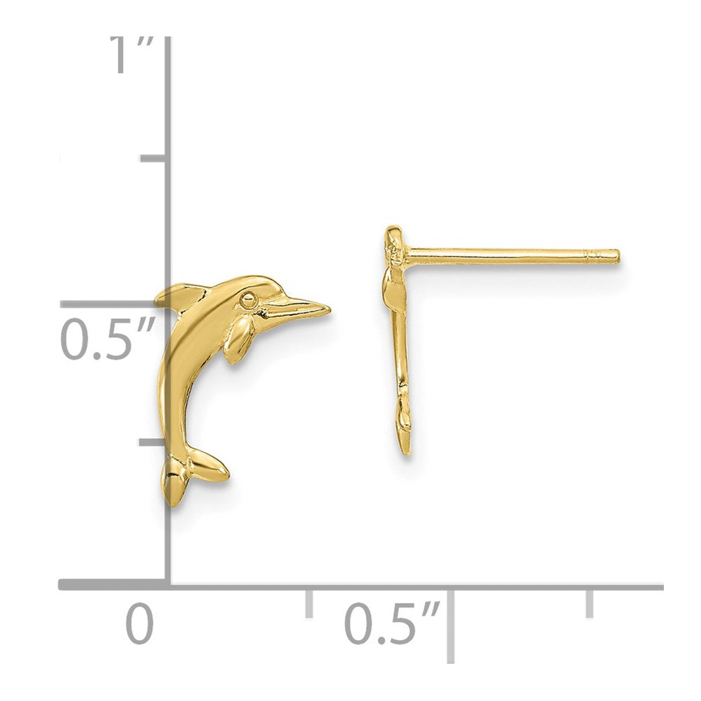 FJC Finejewelers 10 kt Yellow Gold Button Dolphin Post Earrings 10 mm x 7 mm