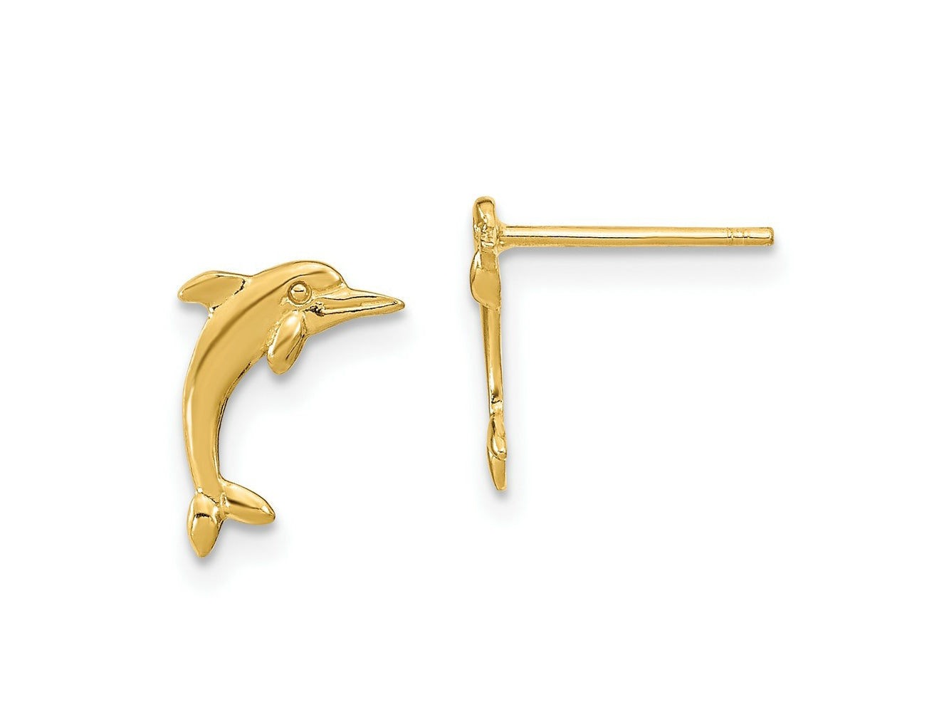 FJC Finejewelers 10 kt Yellow Gold Button Dolphin Post Earrings 10 mm x 7 mm