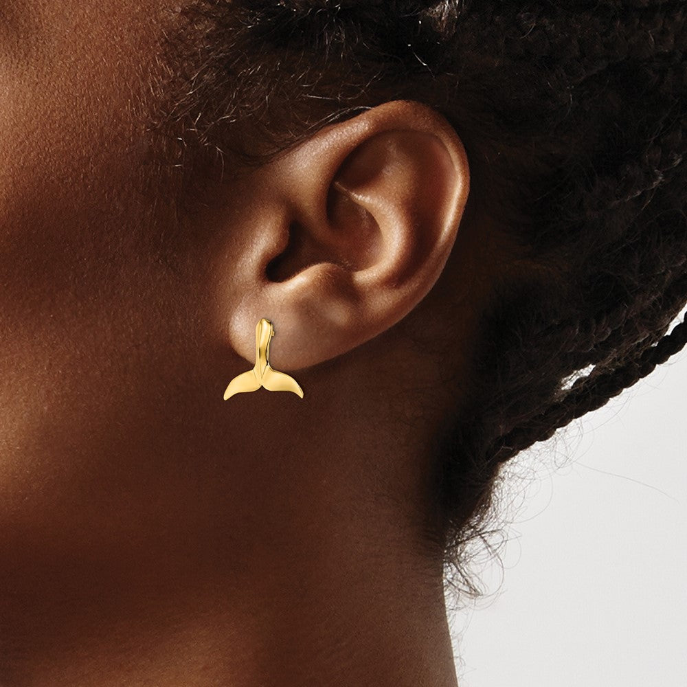 FJC Finejewelers 10 kt Yellow Gold Button 2-D Whale Tail Post Earrings 12 mm x 15 mm