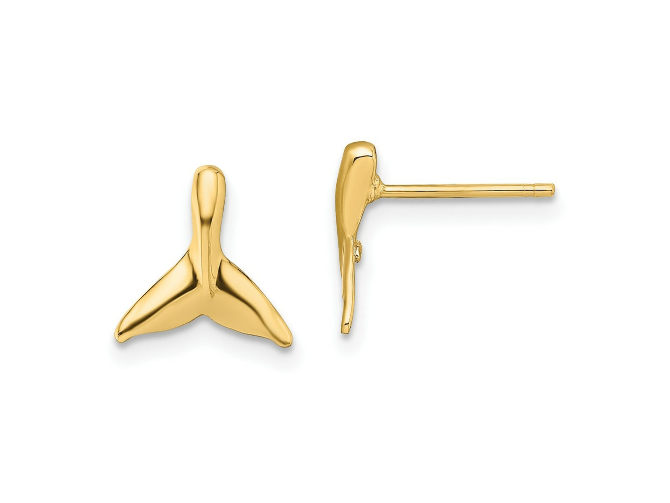 FJC Finejewelers 10 kt Yellow Gold Button Mini Whale Tail Post Earrings 9 mm x 9 mm