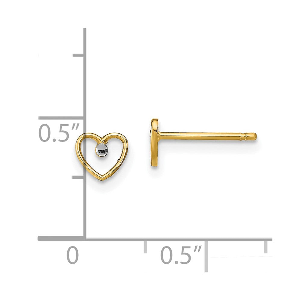 FJC Finejewelers 10 kt Yellow Gold Button with Rhodium Bright Cut Heart Post Earrings 5 mm x 5 mm