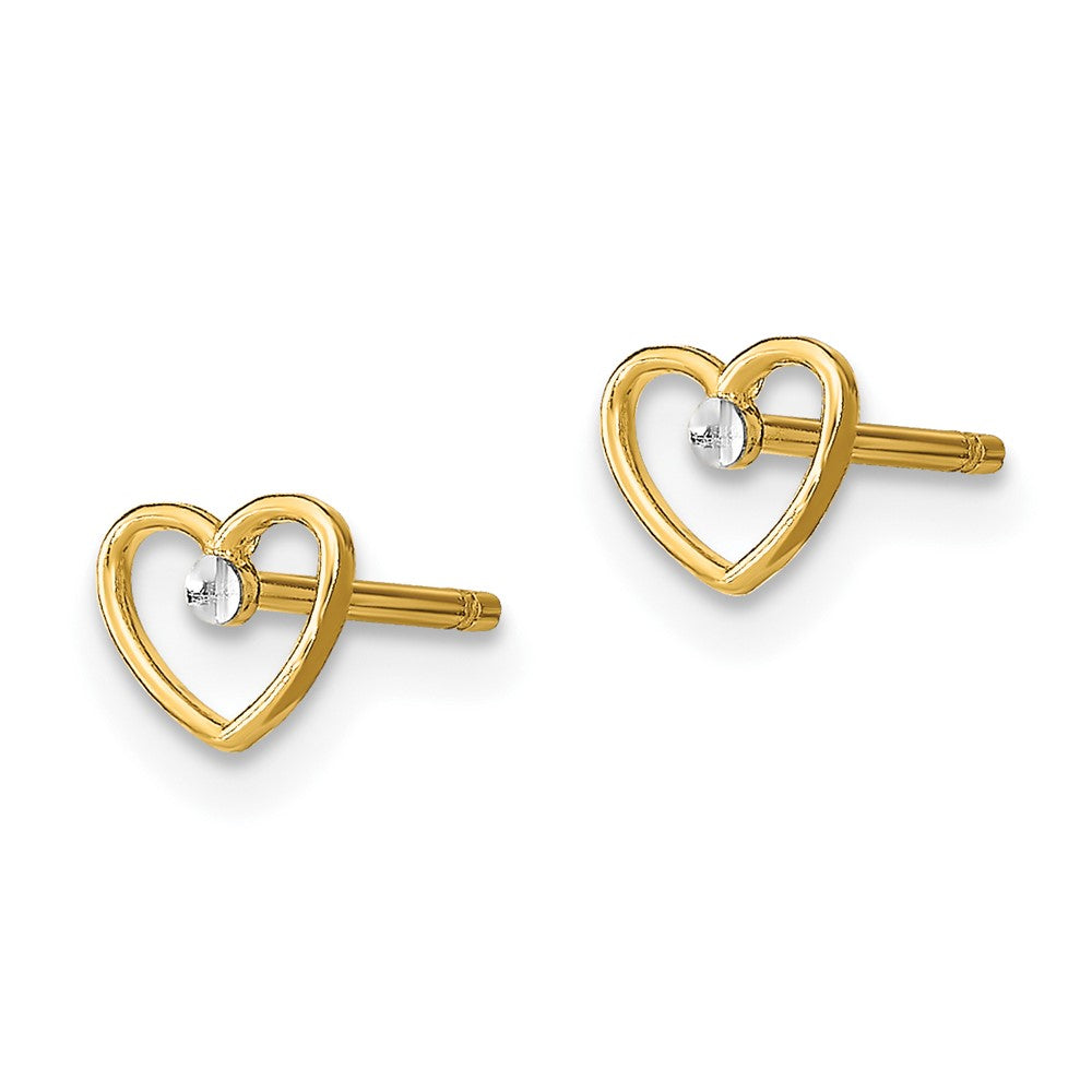 FJC Finejewelers 10 kt Yellow Gold Button with Rhodium Bright Cut Heart Post Earrings 5 mm x 5 mm